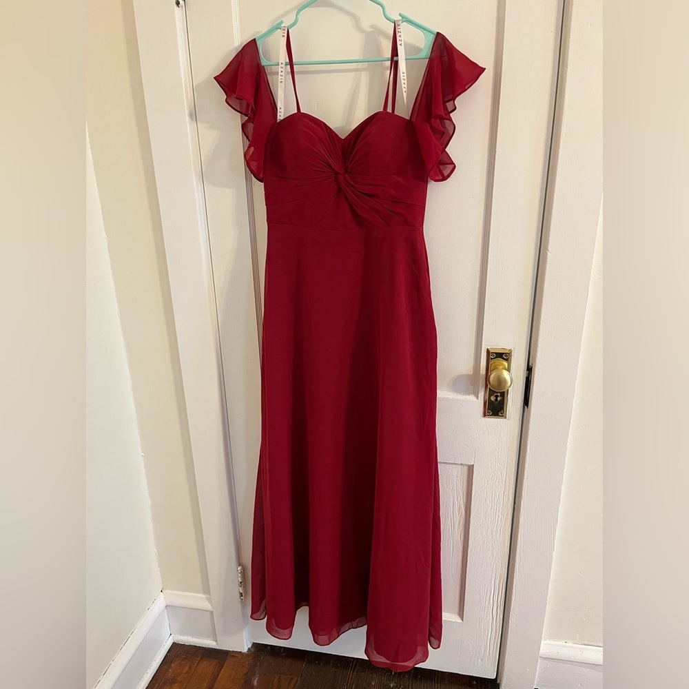 Azazie Juna burgundy bridesmaid dress